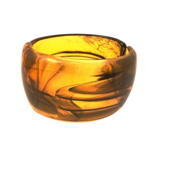 Plastic Vintage Jewelry Translucent Resin Cuff Bangle Hinged Bracelet - Picture 1 of 16